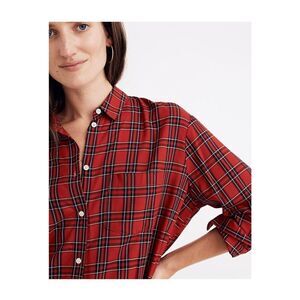 Madewell Women’s Oversized Ex-Boyfriend Shirt in Tartan Plaid Size Small